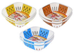 Heart Home Medium Multi-Purpose Plastic Storage Baskets for Fruits Vegetables and Kitchen Fridge Dining Table- Pack of 6 (Brown & Blue & Green)-HS42KUBMART25356