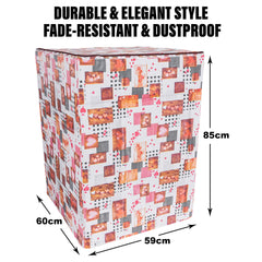 Heart Home Washing Machine Cover | Dil Check Print Washing Machine Cover | Soft PVC | Top Load Fully-Automatic Washing Machine Cover | White