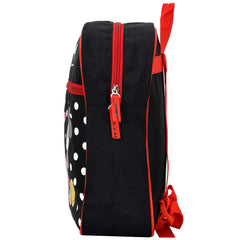 Kuber Industries Polyester Waterproof Disney Mickey & Minnie Mouse Dot Print Backpack|Sturdy School Bag For Kids,13 Inch (Black)