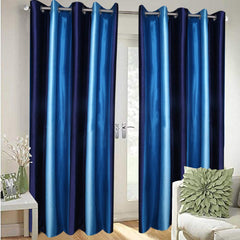 Kuber Industries Polyester 6 Pieces 7 Feet Eyelet Door Curtain (Blue) -CTKTC12973