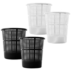 Kuber Industries Mesh Design Plastic Dustbin/Garbage Bin, 5Ltr.- Pack of 4 (Black & White)-47KM0792
