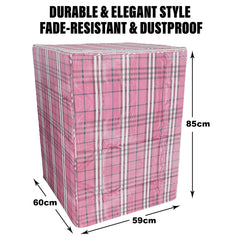 Heart Home Washing Machine Cover | Big Check Design Washing Machine Cover | Soft PVC | Top Load Fully-Automatic Washing Machine Cover | Maroon