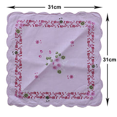 Kuber Industries Handkerchiefs|Leaf Print Cutwork Soft Cotton Hankies for Woman,Girls & Wicking Sweat from Hands,Face,Set of 12 (Multicolor)