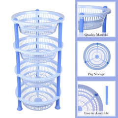 Kuber Industries Storage Basket | Plastic 4 Layer Kitchen Storage Basket | Storage Rack for Kitchen | Multi-Layer Vegetable Rack | Mondeo Floor-Standing Rack | Sky Blue