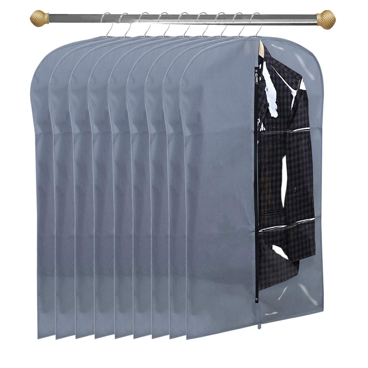 Kuber Industries 9 Pieces Half Transparent Non Woven Men's Coat Blazer Suit Cover (Grey) -CTKTC41331