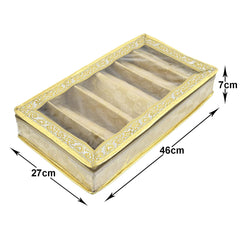 Heart Home Multipurpose Feather Design Laminated 6 Rod Bangle Box/Organizer/Case With Tranasparent Top - Pack of 2 (Gold)-47HH0191