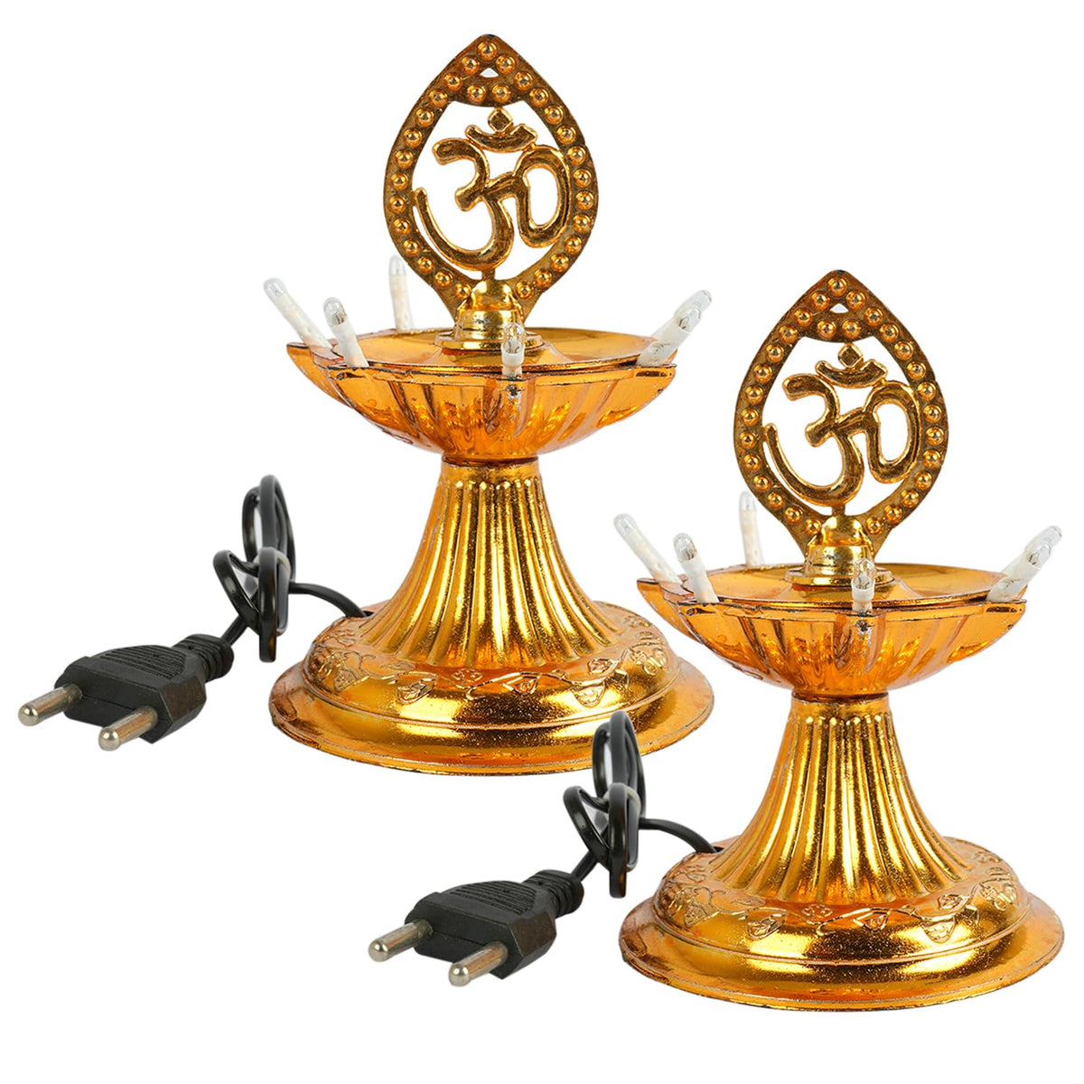Heart Home Diwali Lights | Diwali String Light For Décor | Lights for Christmas | Lights for Navratri | Pooja Light For Diwali | Lights for Indoor | LED 1 Layer Diya Stand | Pack of 2 | Golden