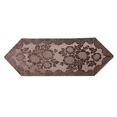 Kuber Industries Floral Design Velvet Dining Table Runner (Brown), CTKTC013815