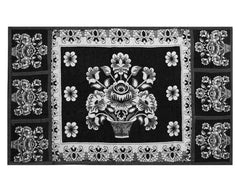 Heart Home Flower Printed Cotton Fridge Top Cover, Protect for Scratches, Wear & Tear and Dust with 6 Utility Side Pockets (Black)