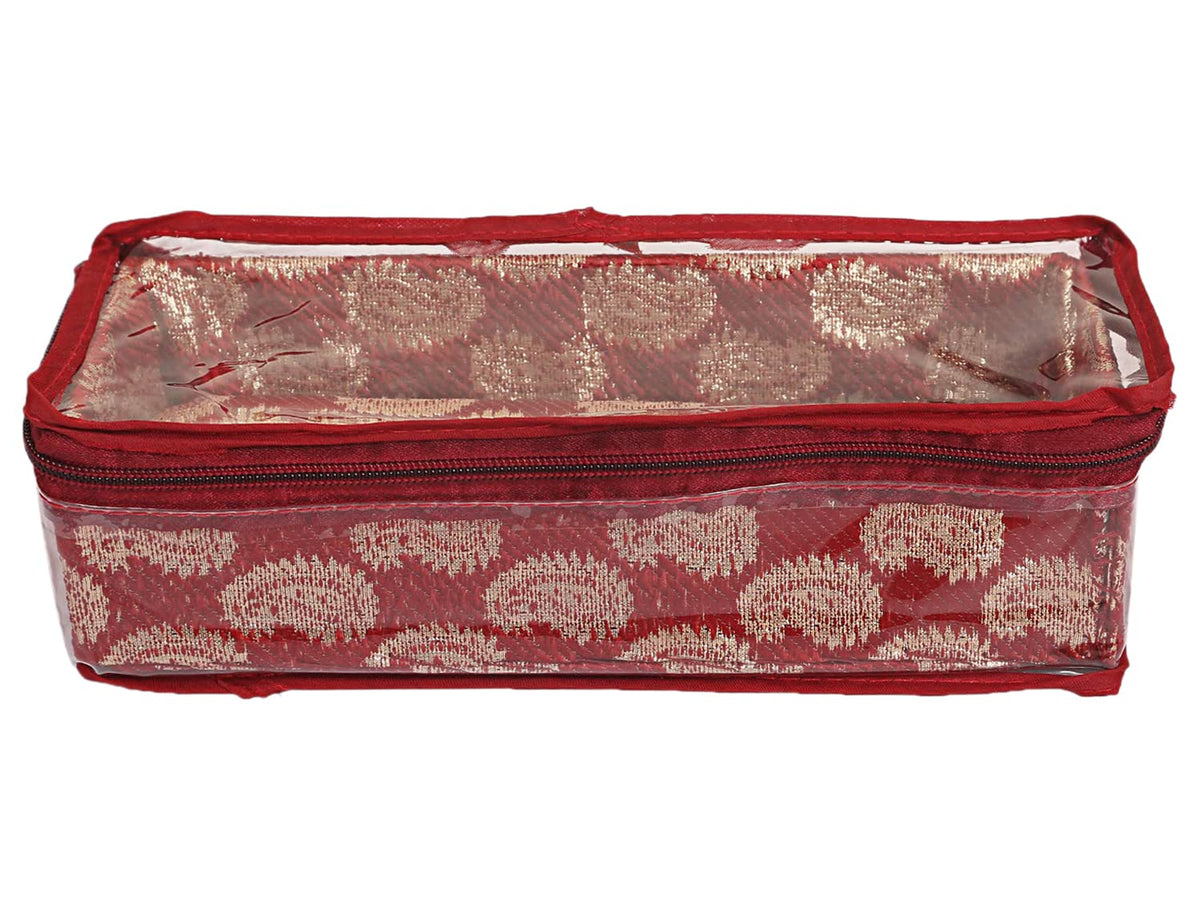 Kuber Industries Multipurpose Carry Design Laminated 1 Rod Bangle Box/Organizer/Case With Tranasparent Top (Red)-47KM0121