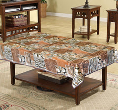 Kuber Industries Wooden Print Reversable PVC Center Table Cover For Home Decorative Luxurious 4 Seater, 60"x36" (Brown) 54KM4268