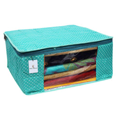 Kuber Industries 3 Layered Quilted Cotton Saree Covers With Zip|Saree Covers For Storage|Saree Packing Covers For Wedding|Pack of 3 (Green)