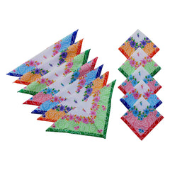 Heart Home Handkerchiefs|Soft Cotton Bandhani Print Hankies for Woman,Girls & Wicking Sweat from Hands,Face,Set of 12 (Multicolor)