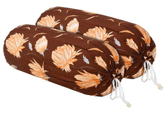 Kuber Industries Leaf Print Soft & Luxurious Decorative Cotton Bolster Cover (Pack of 2, Cream)