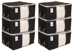Kuber Industries 6 Piece Non Woven Underbed Storage Organiser Set, Extra Large, Black (CTSN048)