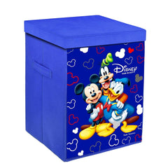 Kuber Industries Disney Team Mickey Print Non Woven Fabric Foldable Laundry Basket, Toy Storage Basket, Cloth Storage Basket with Lid & Handles (Set of 2, Royal Blue)-KUBMART3459