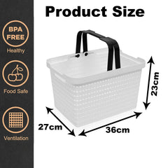 Heart Home Basket | Plastic Storage Basket for Fruits | Storage Basket for Picnic | Storage Basket for Kitchen | Stationery Storage Basket | FLORA-333 | Pack of 3 | White