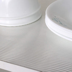 Kuber Industries Lining Pattern PVC Kitchen Shelf Liner Mat 5 Meter Roll - White