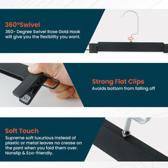 Kuber IndustriesRecycled Plastic Cloth Hanger Set of 5 with Chromed Plated Steel Hook (Black)