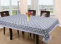 Kuber Industries Checkered Design PVC 6 Seater Dining Table Cover 78"x54" (Grey)