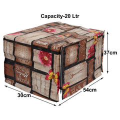 Heart Home PVC Multicheck Floral Print Microwave Oven Cover for Home & Kitchen 20 LTR. (Brown) 54HH4106.