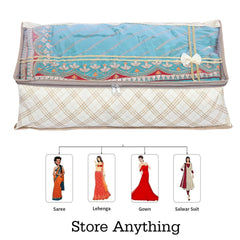 Heart Home Lehenga Cover | Non-Woven Gown Cover | Leaf Bow Pattern Garment Cover | Salwar Suit Cover with Top Transparent | Large | Pink