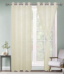 Kuber Industries Flower Design 7 Feet Door Curtain for Living Room, Bed Room, Kids Room with 8 Eyelet Pack of 2 (Cream) 54KM3942