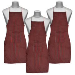 Heart Home Linning Printed Apron with 1 Front Pocket- Pack of 3 (Black & Maroon)-50HH0745