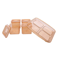 Kuber industries Dazzle Design Plastic Multi Purpose Dry Fruits Tray with Four Bowls Set (Peach)-CTKTC21674