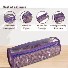 Heart Home Bracelet Organizer for Woman|PVC Circle Design Watch Organizer|10 Compartment Bangles Box Display Holder (Purple)