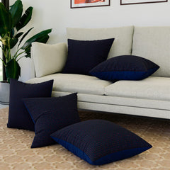Kuber Industries Cushion Cover | Sofa Cushion Covers | Embossed Square Cushion Covers | Polyester Cushion Covers | Dot Print Couch Cushion Covers | Set of 5 | 16 Inch | Blue