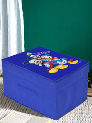 Kuber Industries Disney Tram Mickey Print Non Woven 2 Pieces Fabric Foldable Shirt Cover Storage Organizer Box with with Lid, Extra Large (Royal Blue)-KUBMART1726
