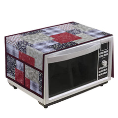 Heart Home Multicheck Printed PVC Decorative Microwave Oven Top Cover with 4 Utility Pockets (Multicolor)