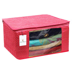 Kuber Industries Cotton 4 Pieces Three Layer Quilted Extra Large Saree Cover (Pink)-CTKTC13473,Standard