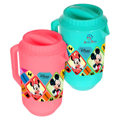 Heart Home Mickey Minnie Print Unbreakable Plastic Water Jug with Lid for Home, Kitchen, Office 2 Liter Pack of 2 (Pink & Green)