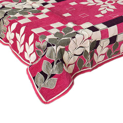 Kuber Industries Leaf Printed Velvet 4 Seater Center Table Cover,40"x60" (Mergenta)-44KM0105