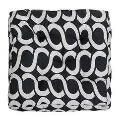 Kuber Industries Geometric Seamless Pattern Microfiber Square Chair Pad|Seat Cushion for Rocking Chair|Indoor/Outdoor|Size 46 x 46 x 8 CM (Black)
