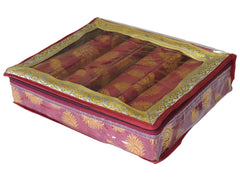 Heart Home Feather Design Laminated 4 Rod Box, Organizer For Bangle, Watches, Bracelets, Jewellery With Tranasparent Top - Pack of 2 (Maroon)-47HH0208