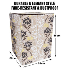 Heart Home Washing Machine Cover | Golden Flower Print Washing Machine Cover | Knitting Polyester | Top Load Fully-Automatic Washing Machine Cover | Brown