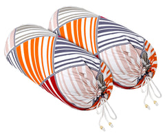 Heart Home Multi Check Printed Soft & Luxurious Decorative Cotton Bolster Cover- Set of 2, 16"x32" (Magenta & Grey)-44HH0124