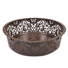 Kuber Industries Leaf Design Multipurpose Round Shape Basket Ideal For Friuts, Vegetable, Toys Small & Large Pack of 2 (Brown)