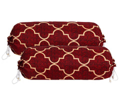 Kuber Industries Bolster Cover|Soft Cotton Bolster Cover Set|Diwan Round Bolster Pillow Covers|Luxurious Lattice Print Roll Masand Cover|16x32 Inch|Pack of 2 (Red)