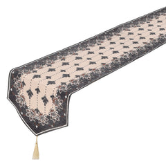 Heart Home Floral Printed Soft Velvet Dining Table Runner for Dining Table, 13"x72"inch (Brown)-50HH01758