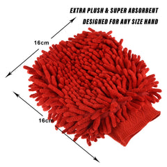 Heart Home Chenille Mitts|Microfiber Cleaning Gloves|Inside Waterproof Cloth Gloves|100 Gram Weighted Hand Duster|Chenille Gloves for Car|Glass|Pack of 4 (Red)