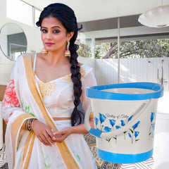 Kuber Industries Bucket|Plastic Bucket for Bathroom|Tulip Flower Bucket for Bathing|Unbreakable Bucket with Handle|18 Liter (Blue)