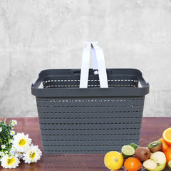 Kuber Industries Basket | Plastic Storage Basket for Fruits | Storage Basket for Picnic | Storage Basket for Kitchen | Stationery Storage Basket | FLORA-222 | Gray