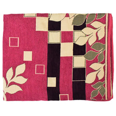 Kuber Industries Leaf Printed Velvet 4 Seater Center Table Cover,40"x60" (Mergenta)-44KM0105