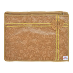 Heart Home Flower Printed Non-Woven Single Saree Cover With Tranasparent Top- Pack of 2 (Brown)-50HH01321