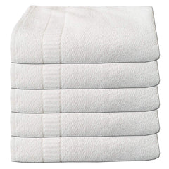 Kuber Industries 100% Cotton 5 Pieces Full Size Bath Towel 27" x 54" (White)-CTKTC024297