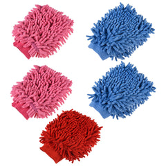 Heart Home Gloves | Microfiber Cleaning Gloves | Chenille Mitts for Kitchen | 50 GSM Hand Duster for Kitchen | Hand Gloves For Car | Duster for Glass | Pack of 5 | Multi
